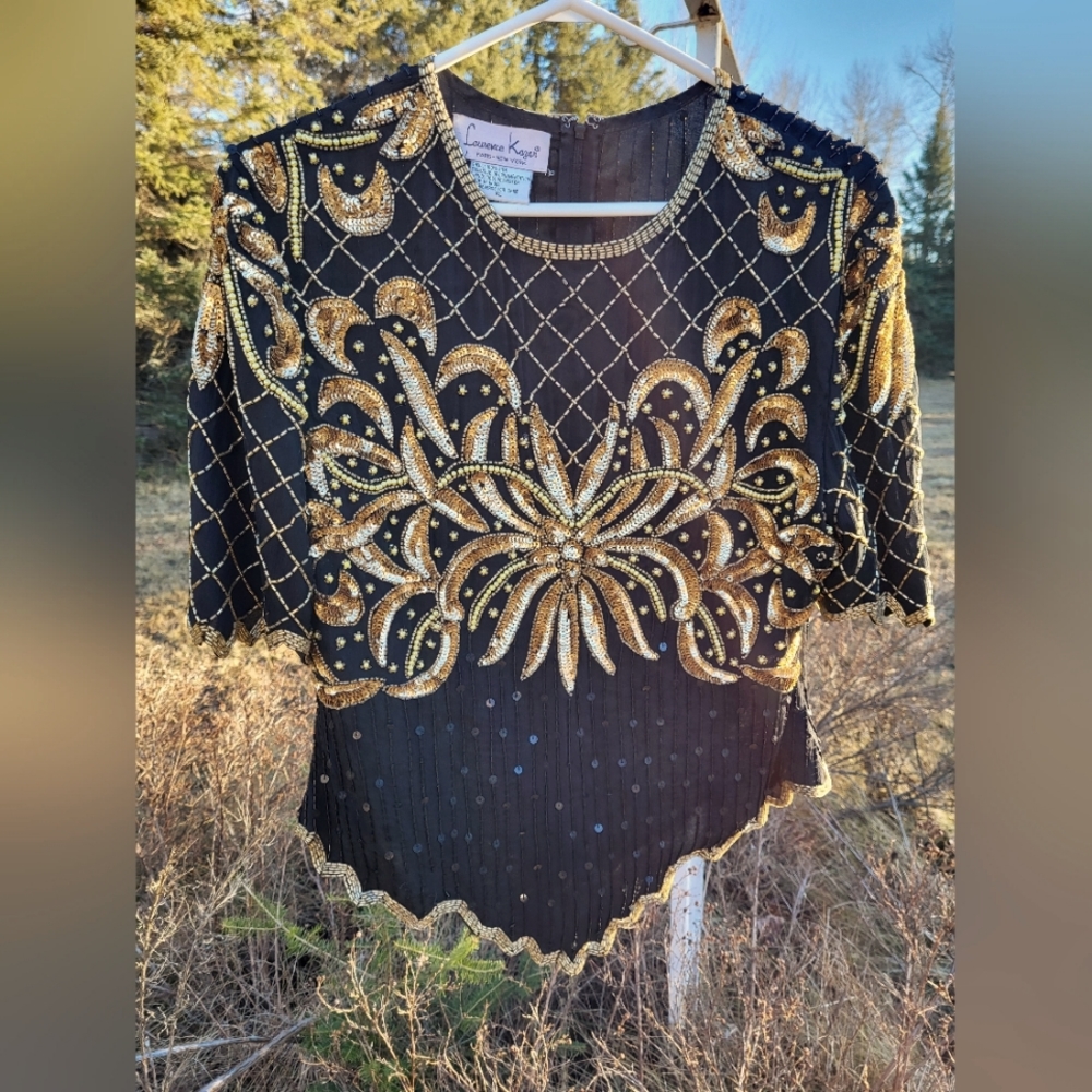 "Beaded Beauty" LAURENCE KAZAR Top